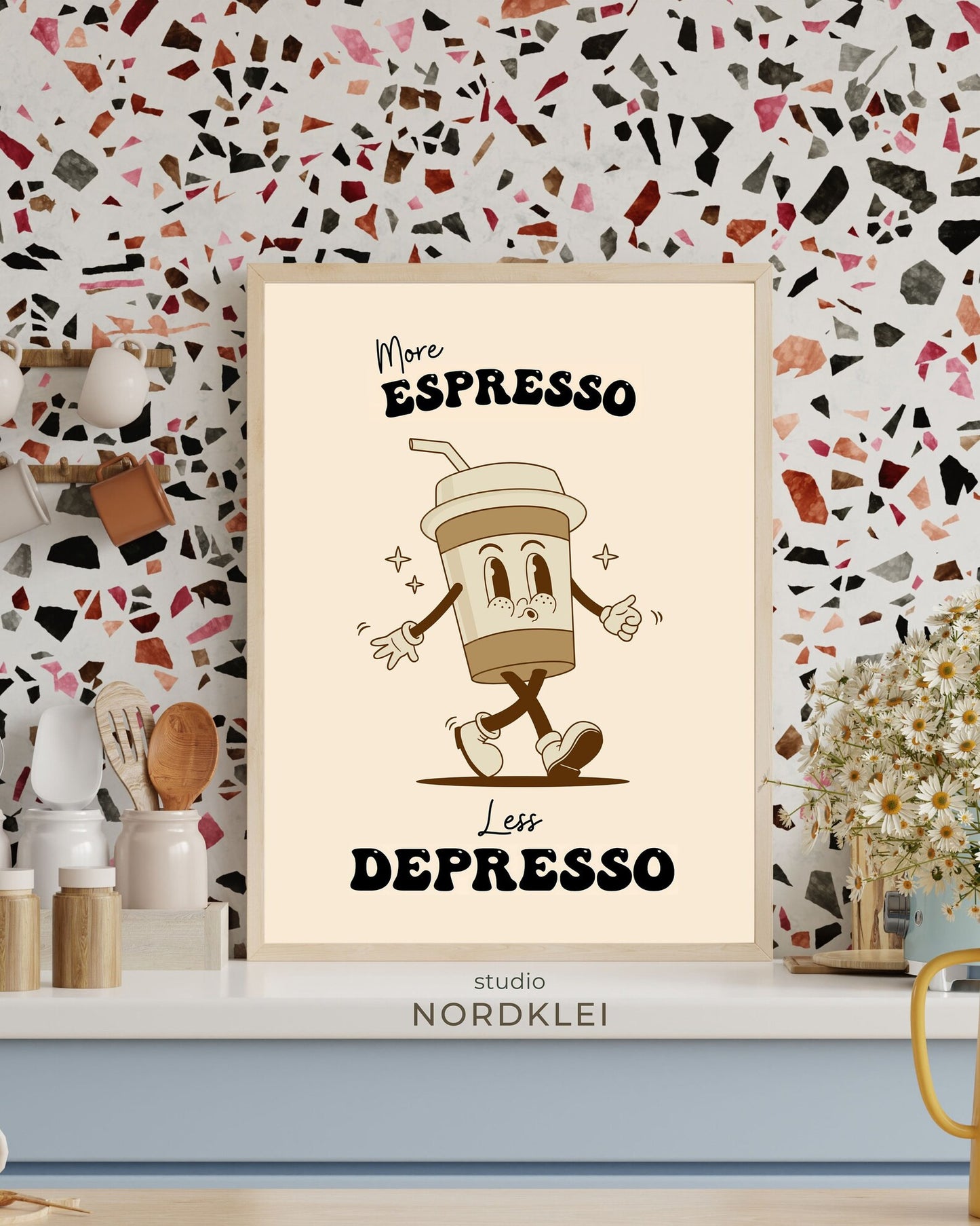 More Espresso Less Depresso Wall Art Print