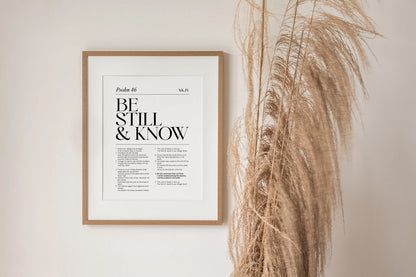 Psalm 46 Be still and know Bible Chapter Poster