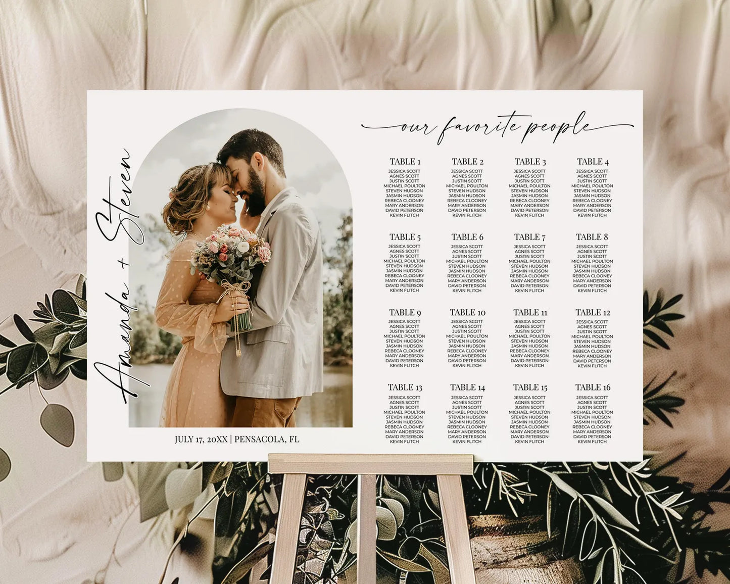 Horizontal Photo Wedding Seating Chart