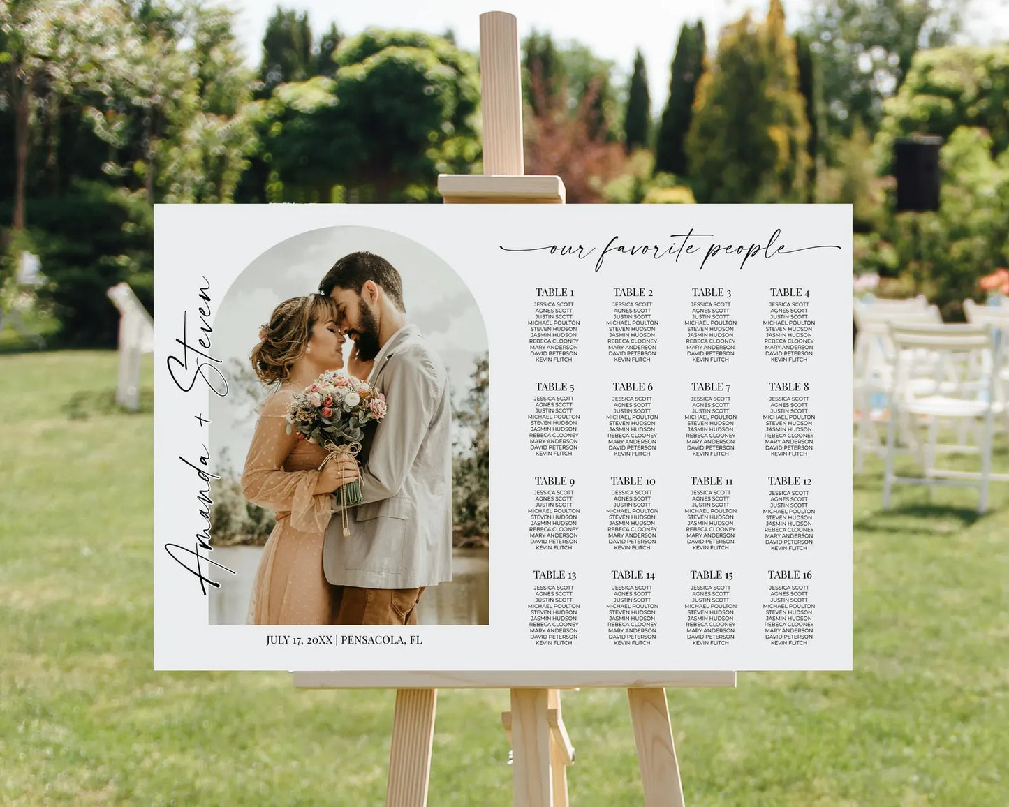 Horizontal Photo Wedding Seating Chart