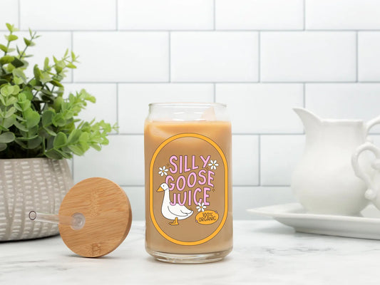 Silly Goose Juice l Glass Tumbler With Straw And Lid l