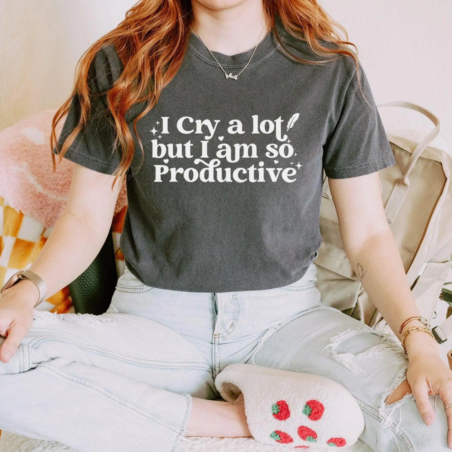 I Cry A Lot But I am So Productive TTPD Vintage Soft Unisex T-shirt