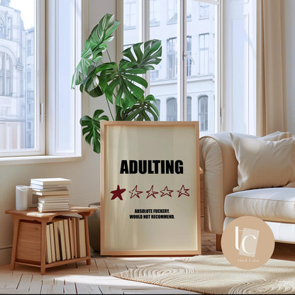 Adulting wall art print quote poster