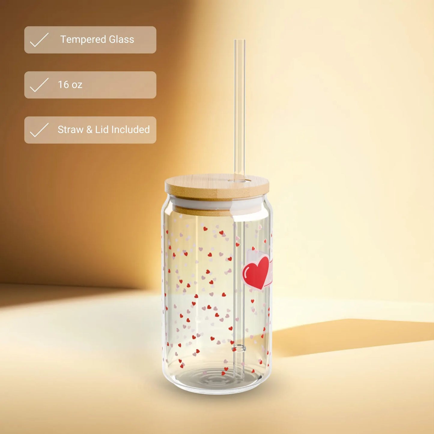 Customisable Valentines Glass Tumbler