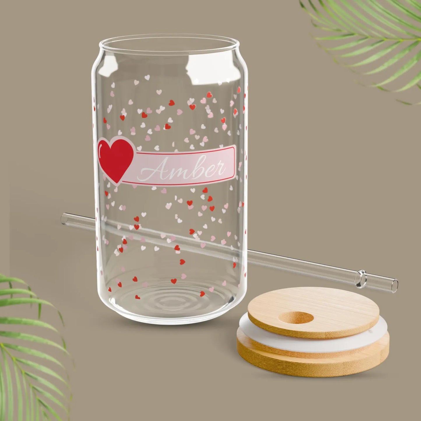 Customisable Valentines Glass Tumbler