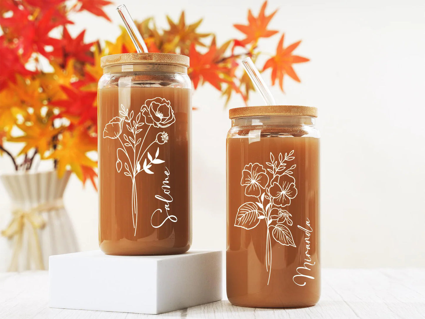 Personalized Birth Flower Coffee Cup