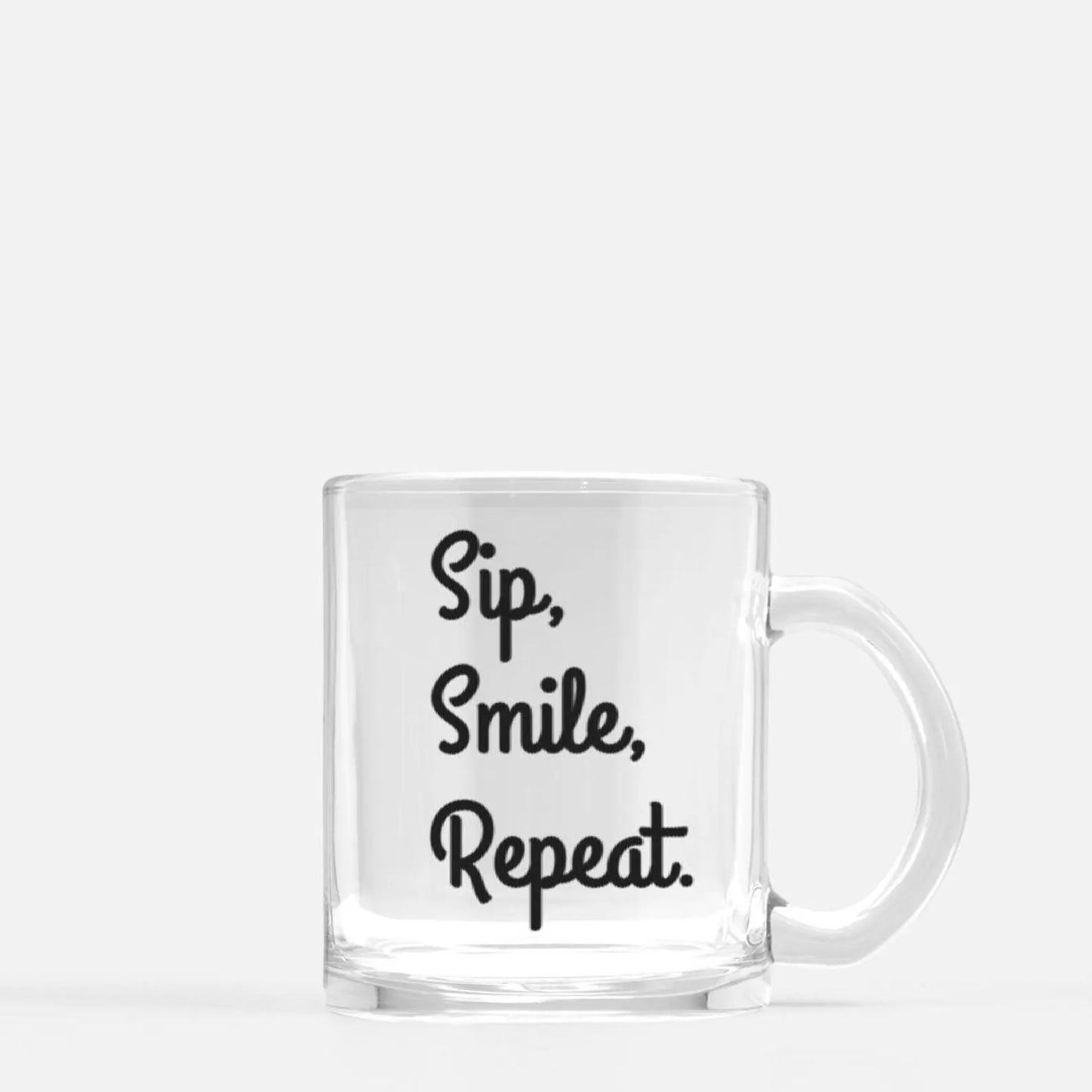 Sip, Smile, Repeat. Personalised Glass Mug