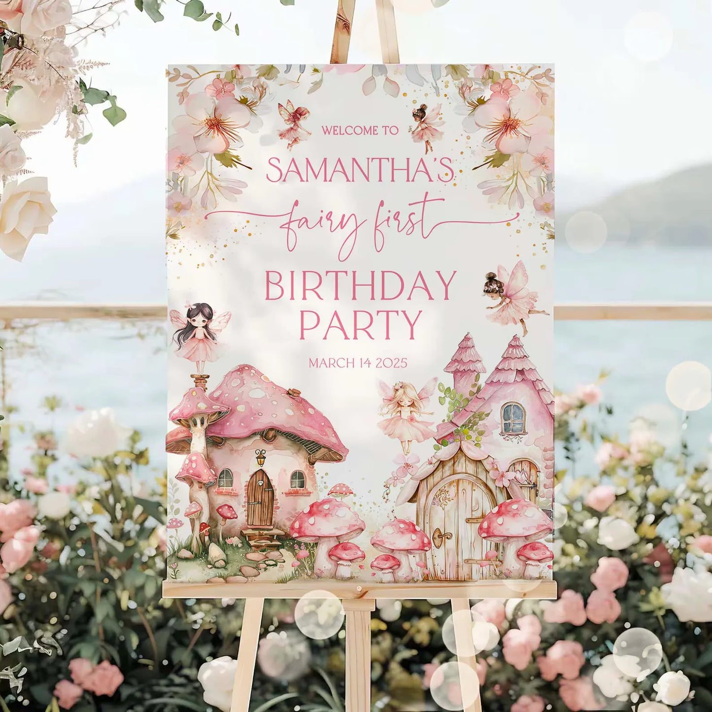 Fairy 1st Birthday Welcome Sign