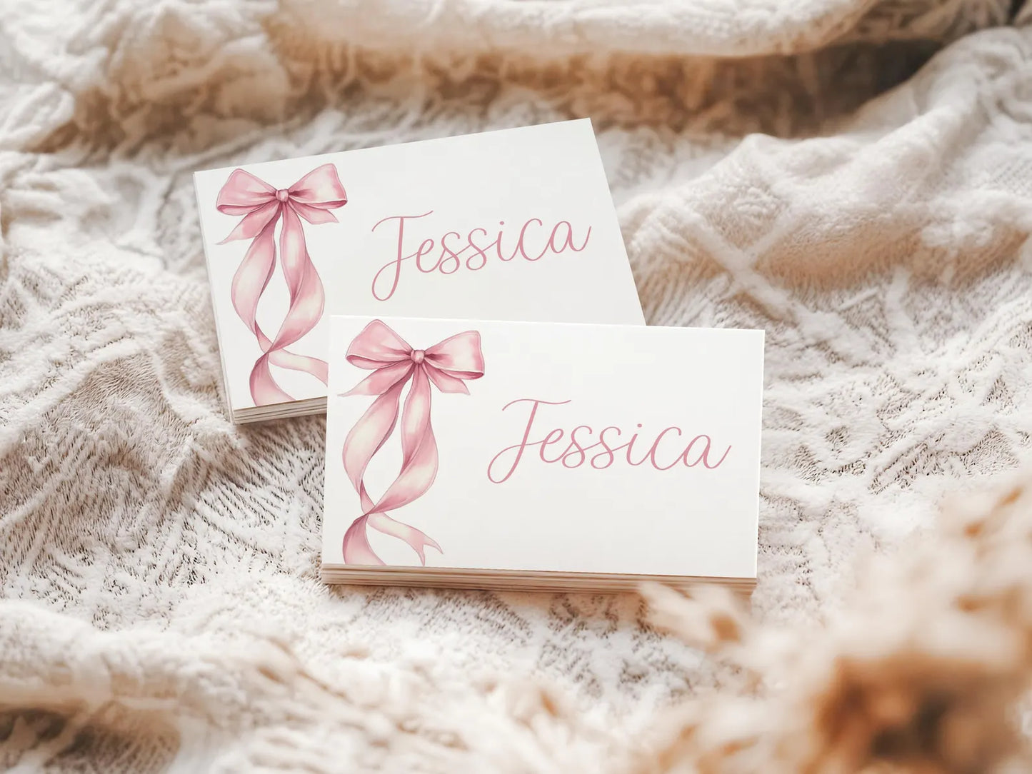 Pink Bow Place Card