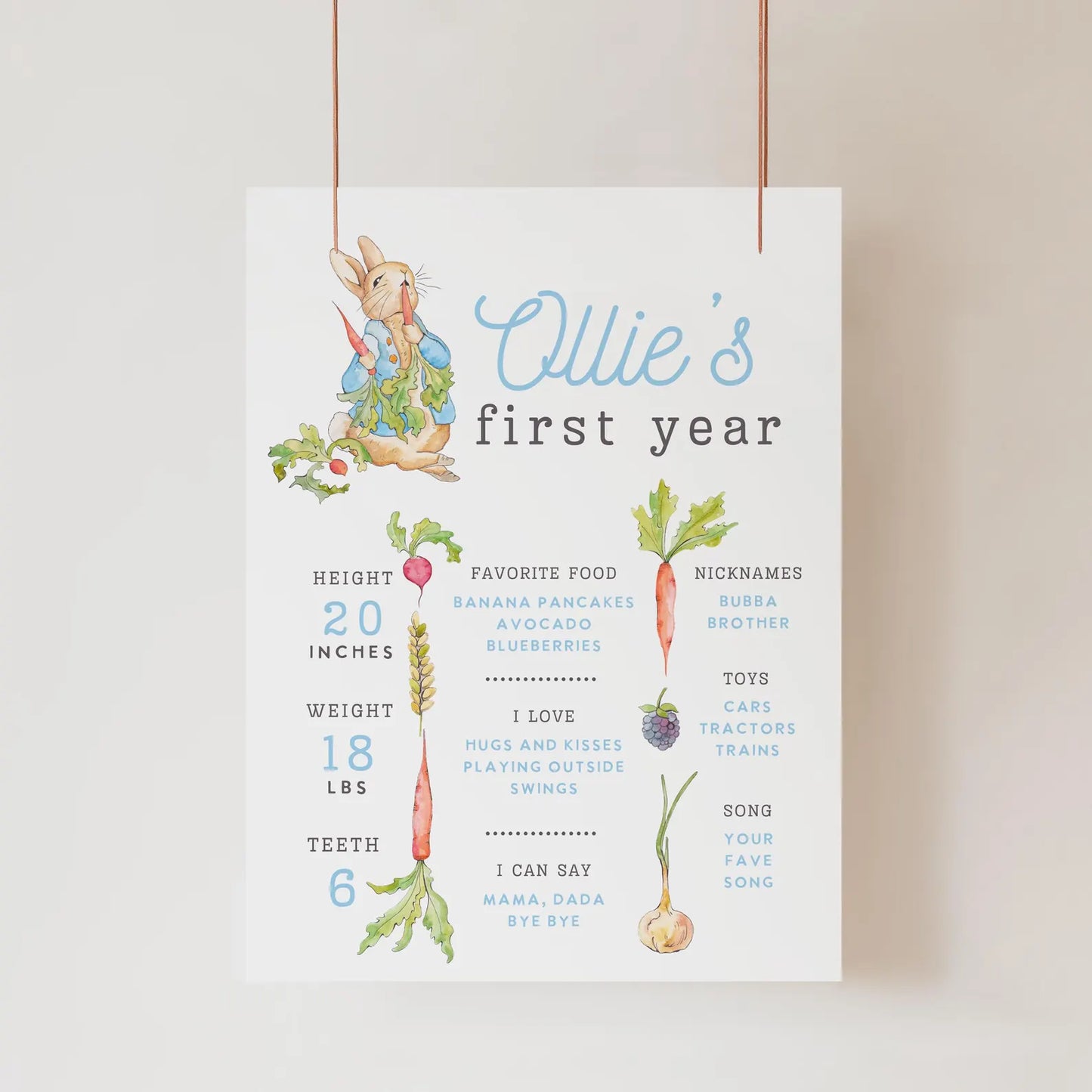 Peter Rabbit Birthday Welcome Sign