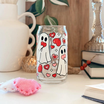 Valentine Ghost Glass Can Tumbler