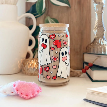 Valentine Ghost Glass Can Tumbler