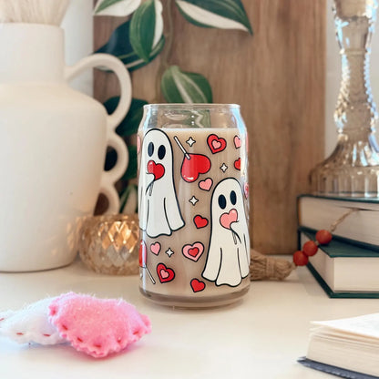 Valentine Ghost Glass Can Tumbler