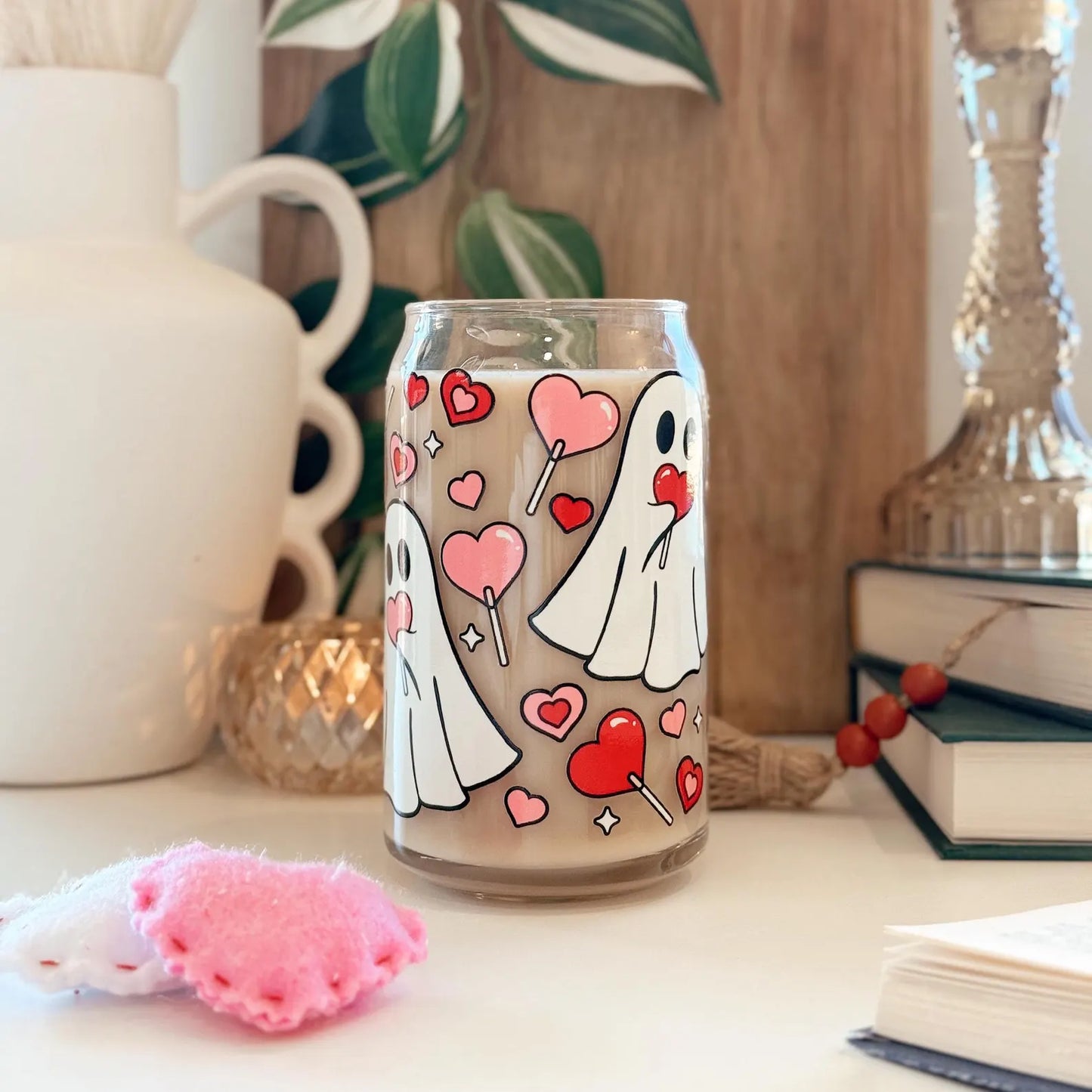 Valentine Ghost Glass Can Tumbler