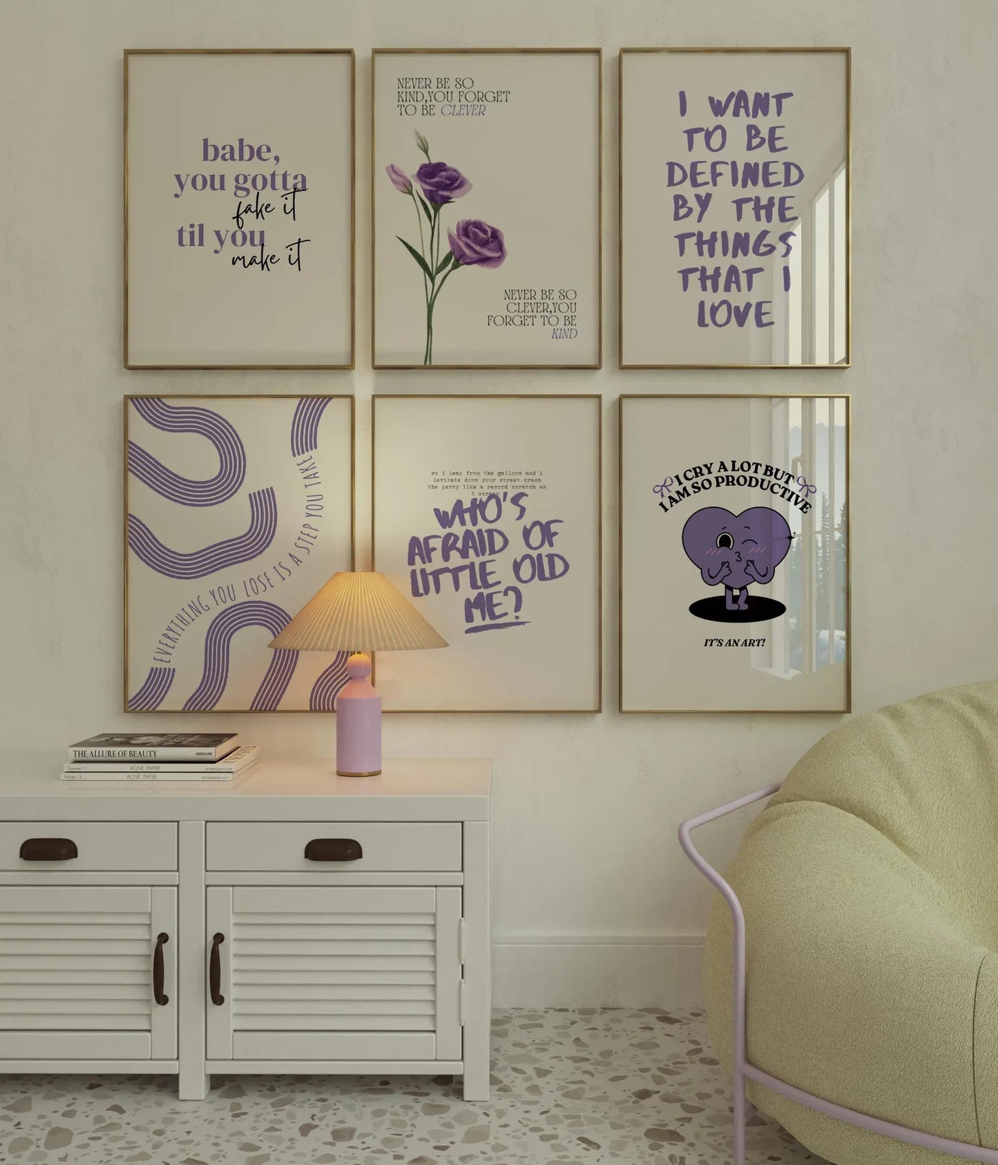 Taylor Print SET OF 6 Purple