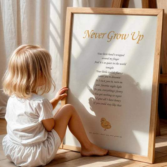 Never Grow Up Poster Nursery Wall Art