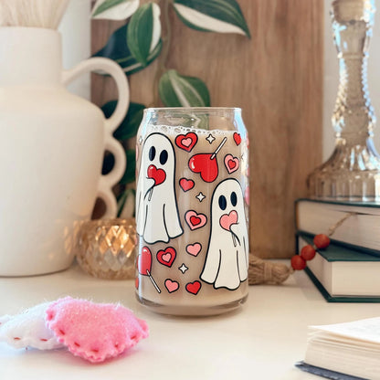 Valentine Ghost Glass Can Tumbler