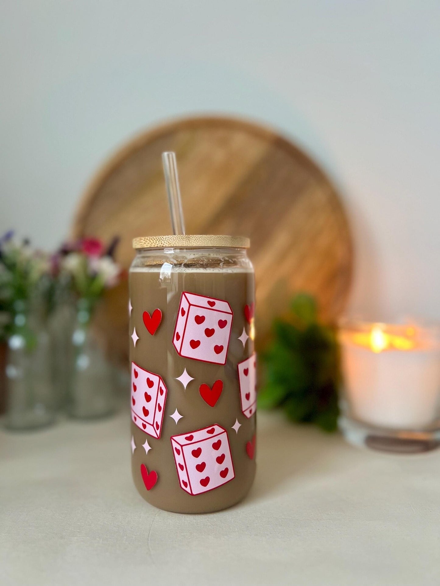 Valentines Dice 16oz glass can