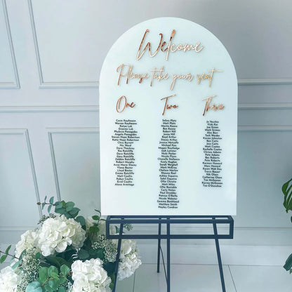 Custom Arched Acrylic Wedding Seating Chart Sign