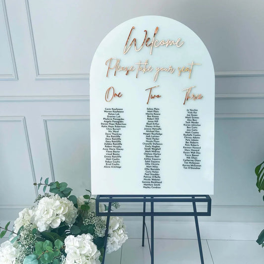 Custom Arched Acrylic Wedding Seating Chart Sign