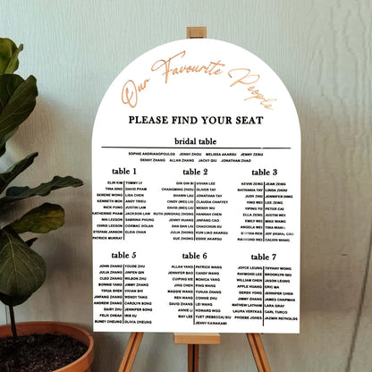 Custom Arched Acrylic Wedding Seating Chart Sign