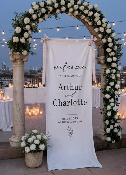 Personalized linen wedding welcome sign