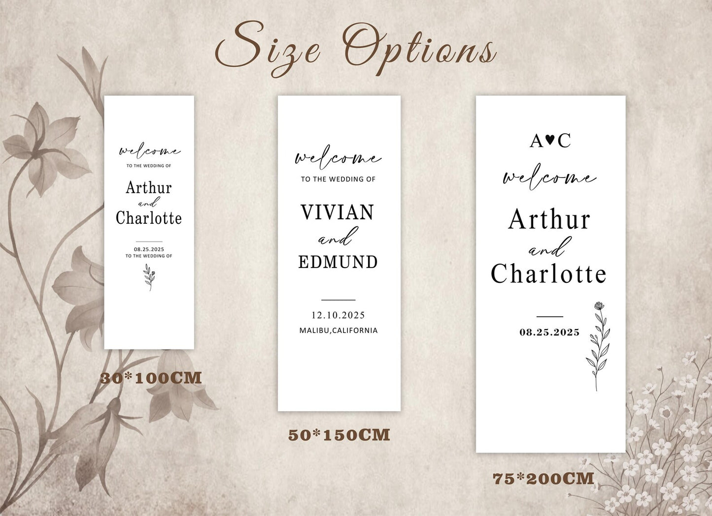 Personalized linen wedding welcome sign