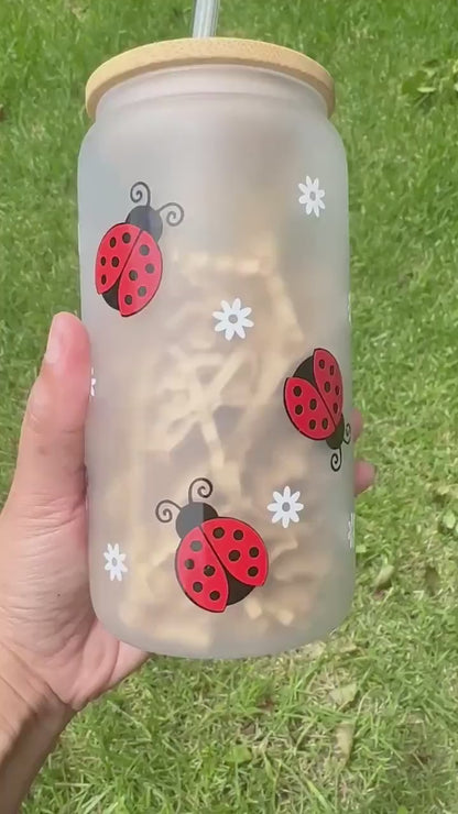 cute ladybird ice coffee glass cup