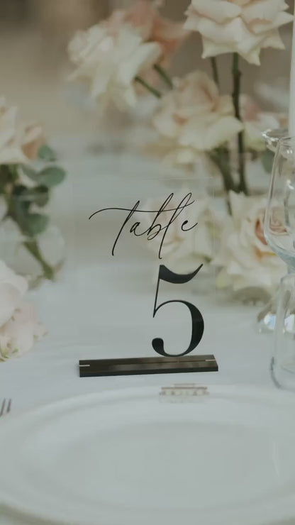 Clear Acrylic Table Numbers with Black Stands