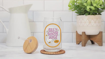 Silly Goose Juice l Glass Tumbler With Straw And Lid l